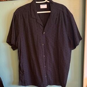Old Navy Men's Black Textured Button Down Shirt